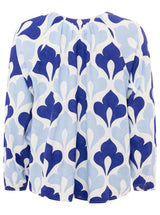 Zwillingsherz Bluse Graphic Flower Blau Viskose