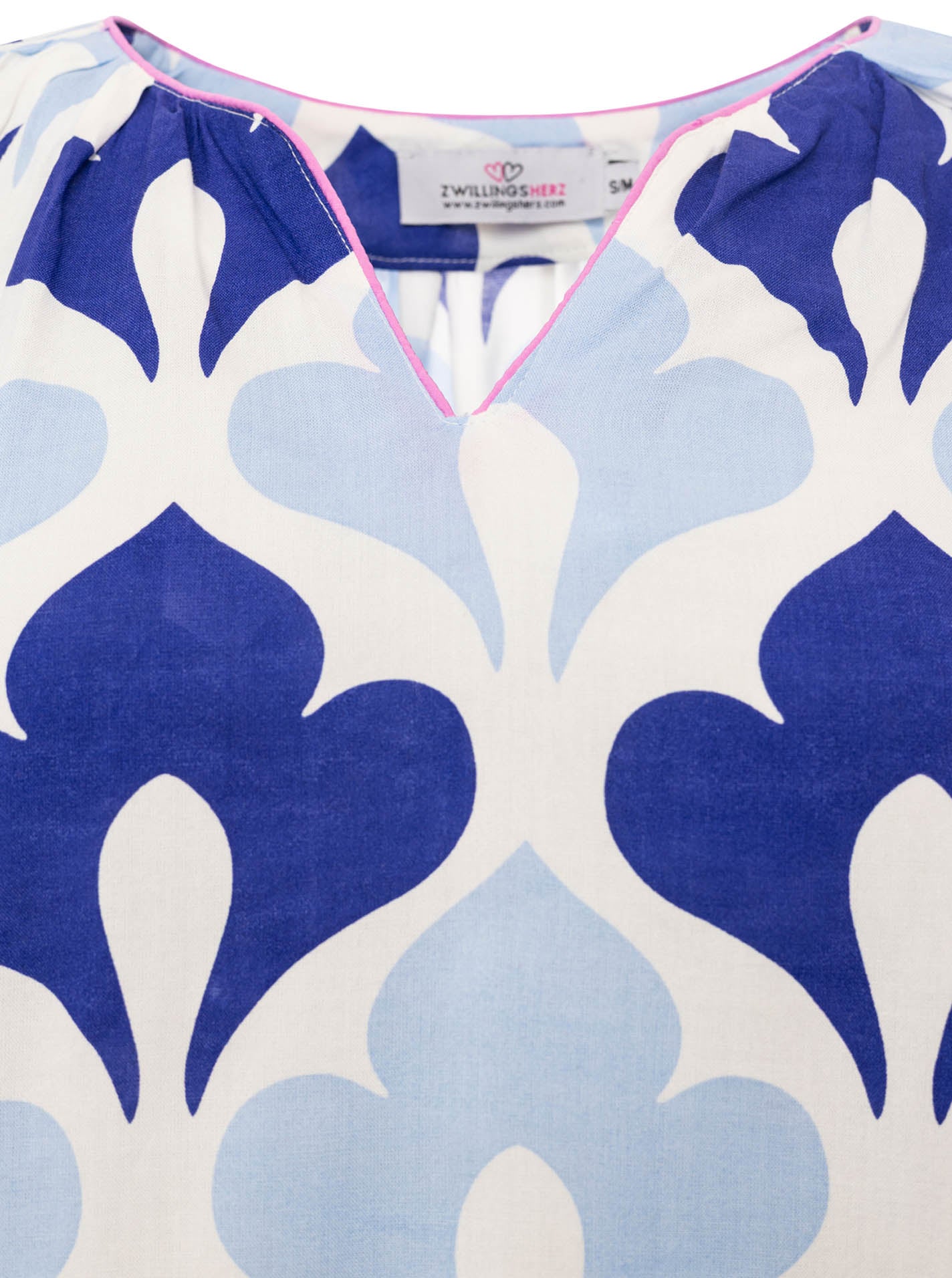 Zwillingsherz Bluse Graphic Flower Blau Viskose