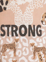 Zwillingsherz T-Shirt Leo Strong Baumwolle Beige V-Ausschnitt