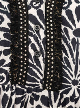 Zwillingsherz Sommer Kleid Flower Layout 100% Baumwolle Schwarz