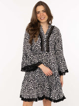 Zwillingsherz Sommer Kleid Flower Layout 100% Baumwolle Schwarz