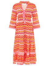 Zwillingsherz Maxikleid "Zick Zack" Zickzackmuster Orange