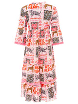 Zwillingsherz Maxikleid "Wild Heart" Animalprint Rosa