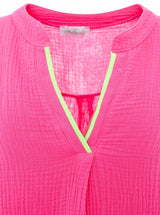 Zwillingsherz Bluse Musselin Neonkante Pink