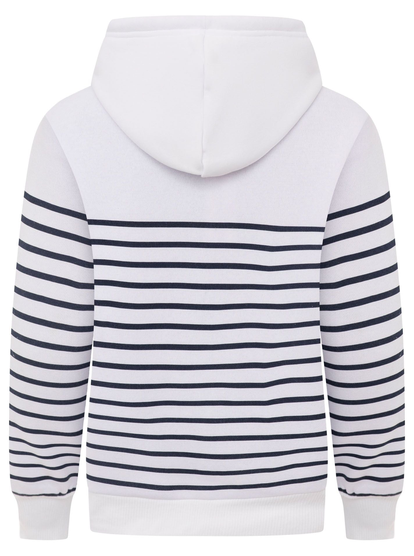 Zwillingsherz Hoodie "Maritime Love" Baumwollmix Streifen Weiß