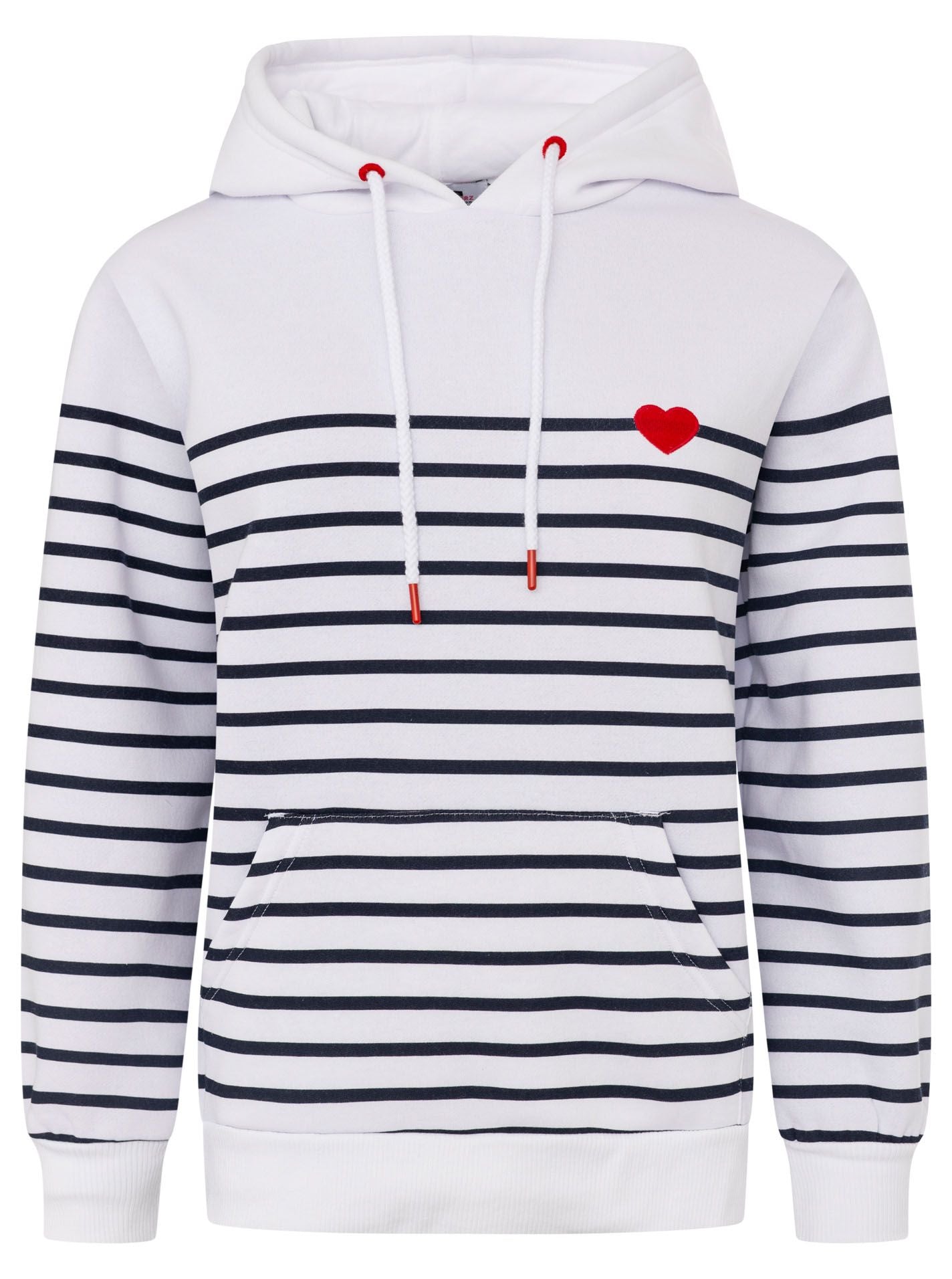 Zwillingsherz Hoodie "Maritime Love" Baumwollmix Streifen Weiß