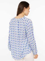 Zwillingsherz Bluse Lobsters Blau Langarm Viskose
