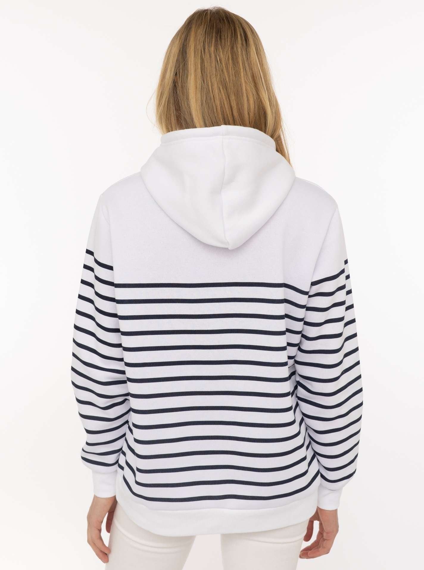 Zwillingsherz Hoodie "Maritime Love" Baumwollmix Streifen Weiß