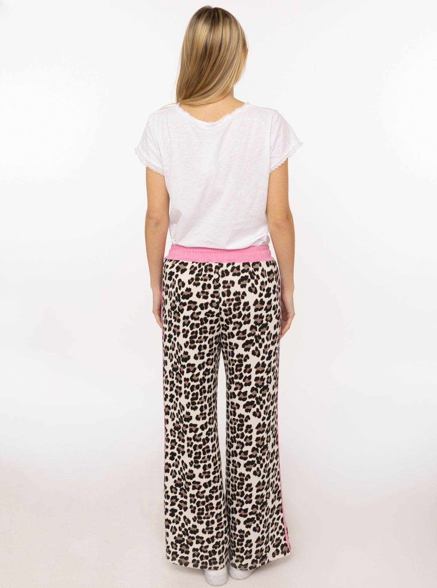 Zwillingsherz Lounge Hose Leo mit Kontrastbund Rosa
