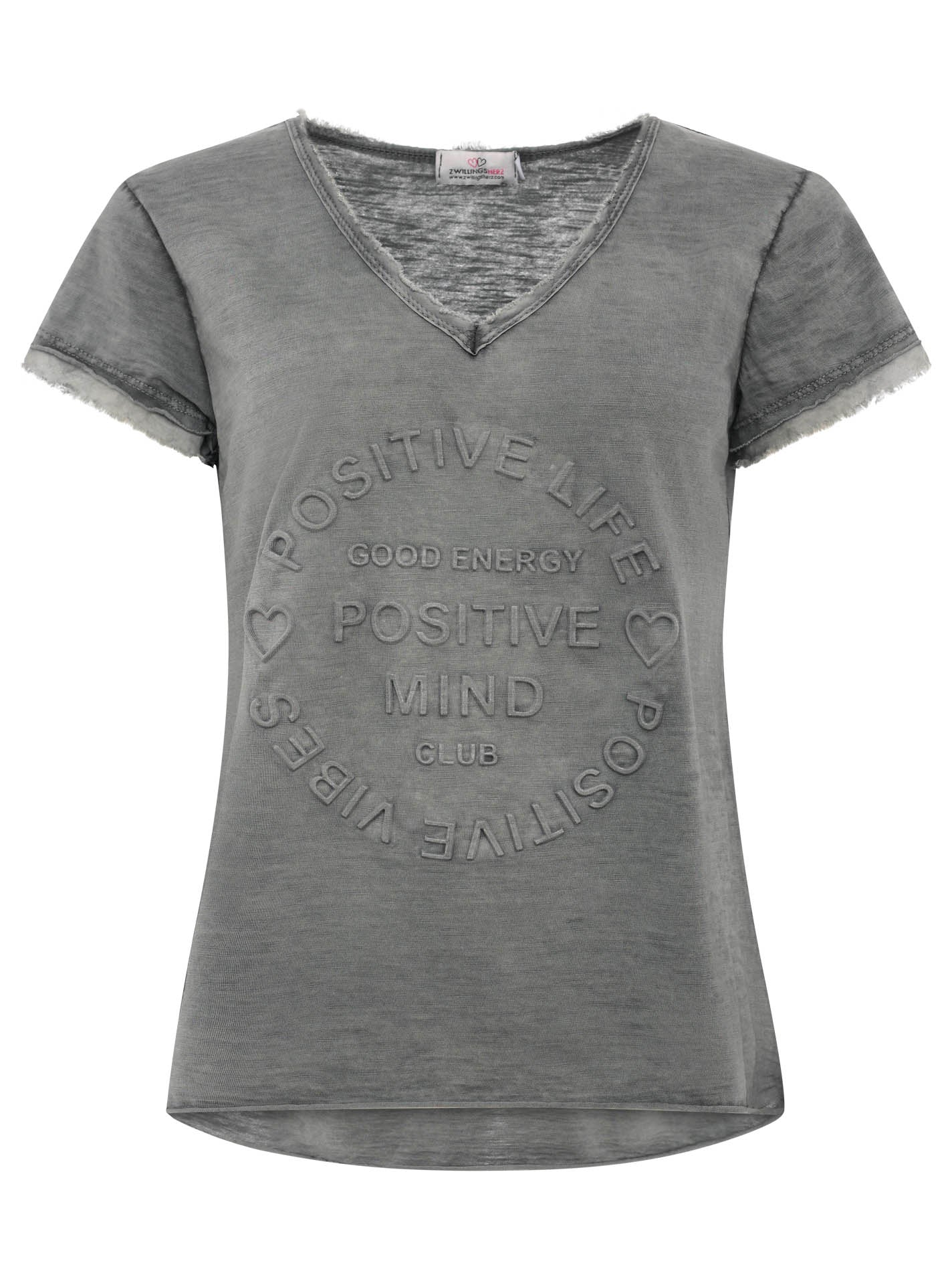 Zwillingsherz Shirt Tail - Positive Mind- 100% Baumwolle - Anthrazit