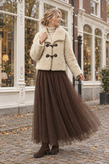 Attrait Paris kurzer Dufflecoat in Bouclé-Felloptik Ecru