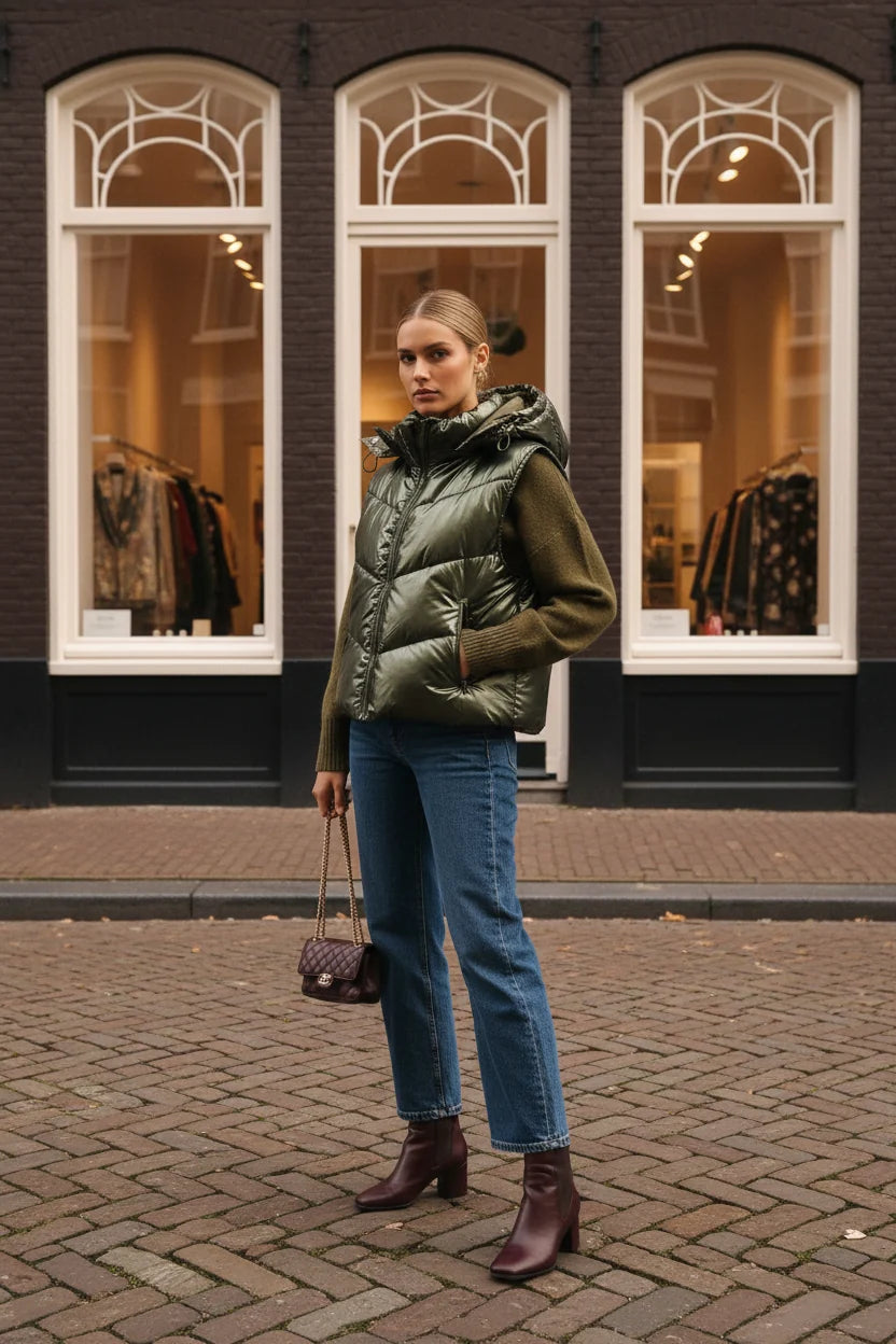 Lulumary Weicher Stehkragen-Pullover Khaki