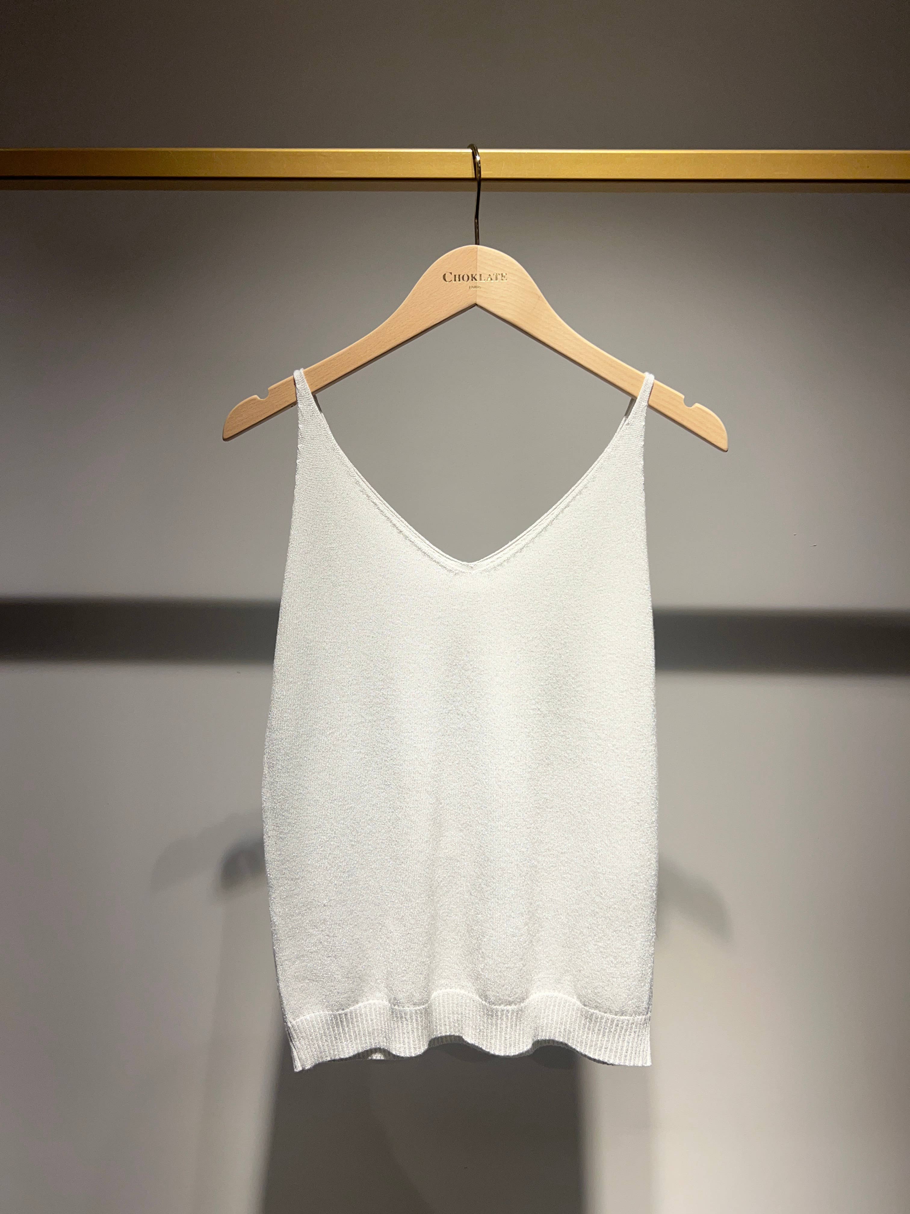 Glänzendes Lurex-Trägershirt - 8752: Beige / Eine Größe