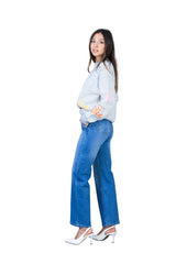 ANA & LUCY Wide Leg Jeans mit elastischem Bund Blau