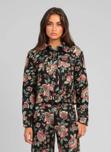 Ange Paris Jacquard-Jacke HALINO Blumenprint Schwarz