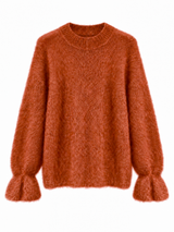 TAMBA Kid-Mohair-Pullover mit Volantärmeln in Rostbraun