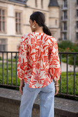 Bedruckte Hemdbluse aus Seiden-Viskose Saint Tropez - CK08136: Orange / 1 S - 1 M - 1 L