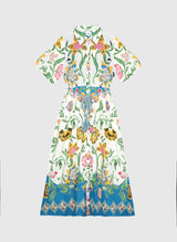 An'ge Paris Midikleid Odomina Florius Multico Blau 100% Baumwolle