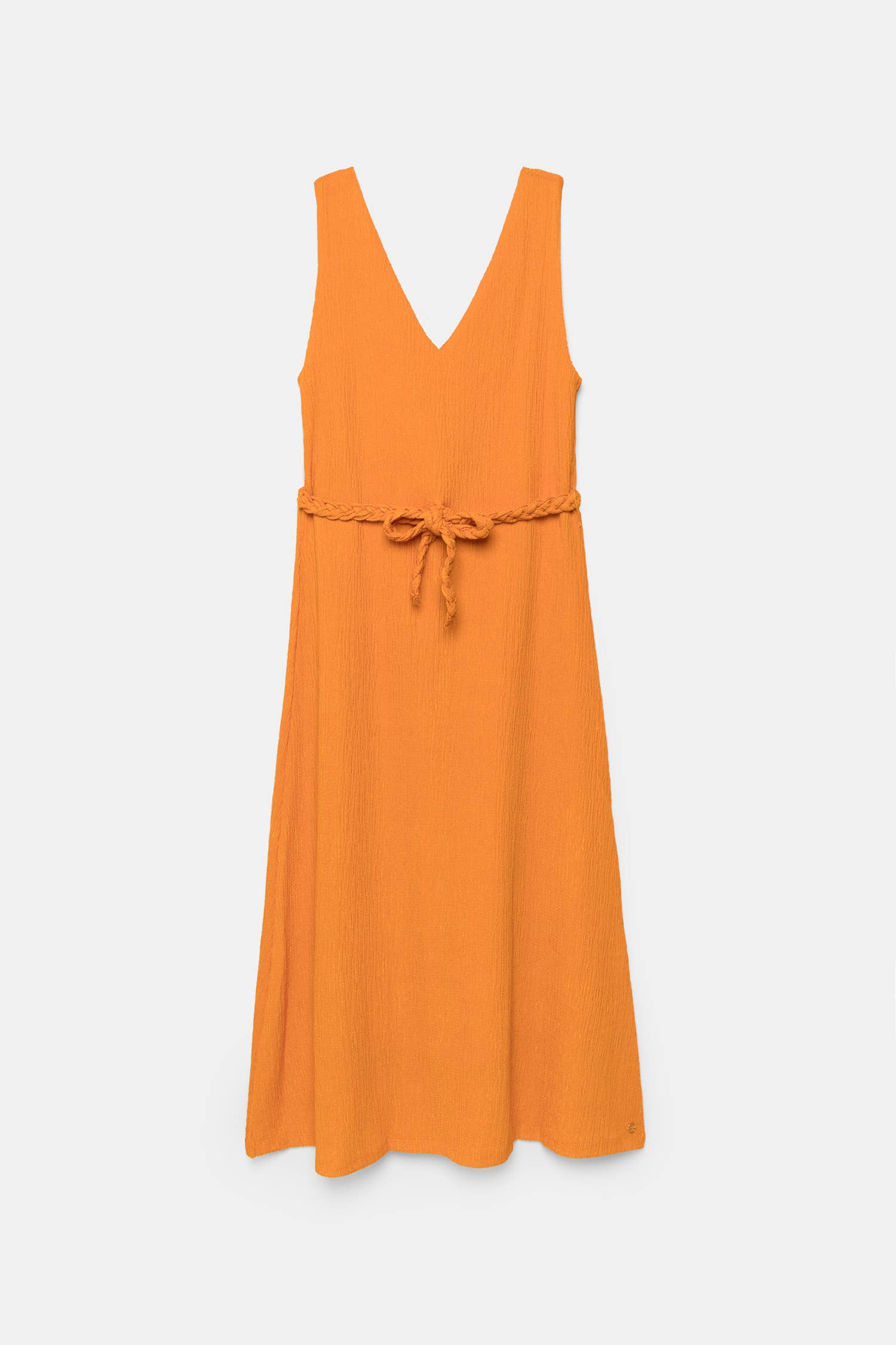 Lanidor Kleid mit Gürtel und V-Ausschnitt Orange