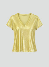 Ange Paris T-Shirt Alizalie Perlmutteffekt Gelb