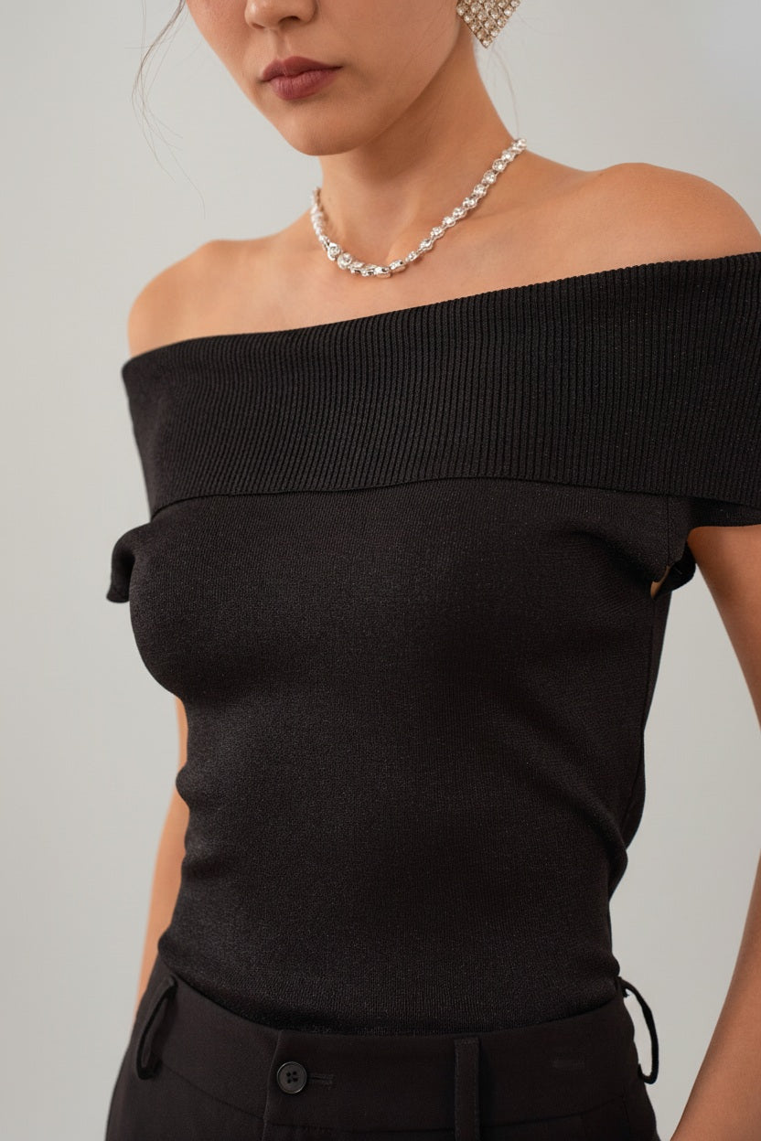 Choklate Paris Bardot-Oberteil Lurex Schwarz
