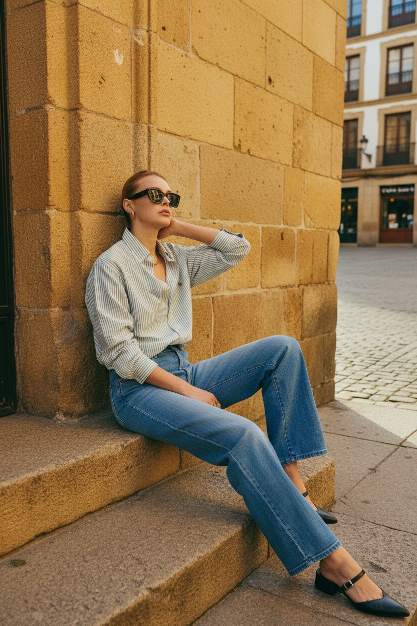 Ana & Lucy Barrel-Jeans LOWEN Mittelblau