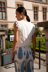 Choklate Paris Crop-Top aus Baumwolle mit Spitzenbesatz Weiß