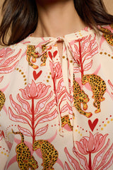 Minueto Fließende Bluse Augusta Floral Leopard - Print Beige