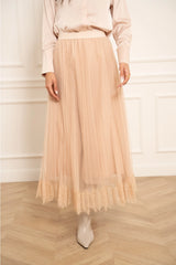 Choklate Paris Plissierter Tüllrock mit Spitze Beige