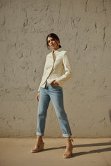 Lulumary Offiziersjacke Ecru tailliert