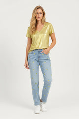 Ange Paris T-Shirt Alizalie Perlmutteffekt Gelb