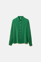 Lanidor Satinhemd Einfarbig Gras-Grün - Klassischer Kragen Regular Fit