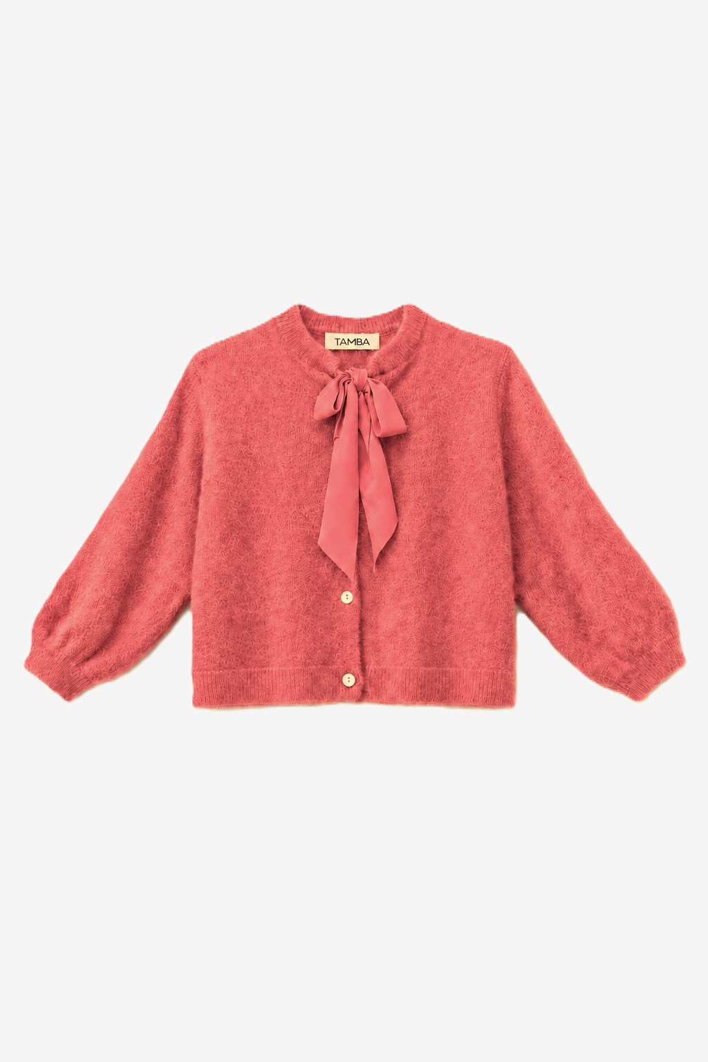 Flauschige Strickjacke mit Schluppen-Kragen Terracotta