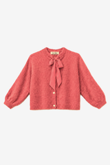 Flauschige Strickjacke mit Schluppen-Kragen Terracotta