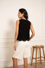 Choklate Paris Besticktes Tüll-Top - Schwarz