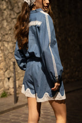 Choklate Paris Denim Shorts mit Spitze aus Baumwolle