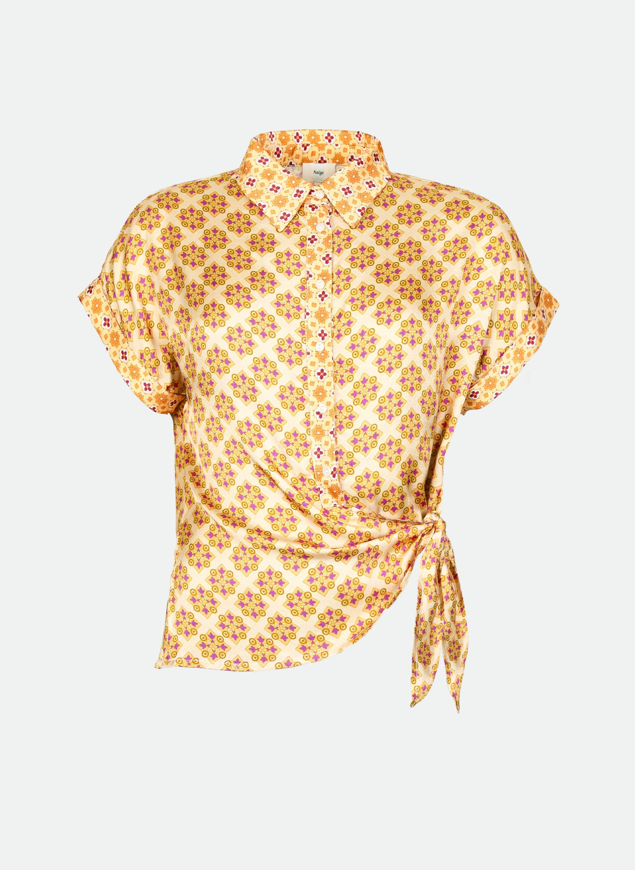 Ange Paris Bluse "Kaviny" mit Print 100% Viskose Gelb