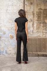 Lulumary Straight-Flare-Hose meliert Schwarz