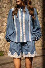 Choklate Paris Denim Shorts mit Spitze aus Baumwolle