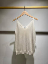 Glänzendes Lurex-Trägershirt - 8752: Beige / Eine Größe