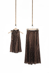 Choklate Paris Satin-Top Elisabeth mit Punkteprint Choco/Ecru