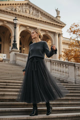 Choklate Paris langer Tüllrock Aria Plumetis Grau