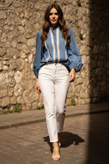 Choklate Paris Denimbluse mit Spitze aus Baumwolle