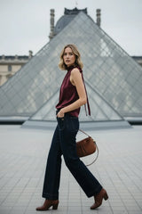 Choklate Paris Satin-Top Elisabeth dunkles Burgunderrot mit Schleife
