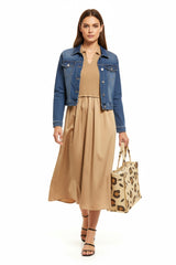 Choklate Paris Sommer Kleid Taffeta Materialmix Beige