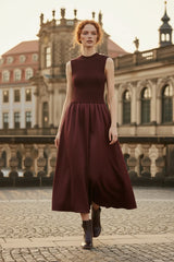 Choklate Paris Kleid Steffi Materialmix mit Stehkragen Bordeaux