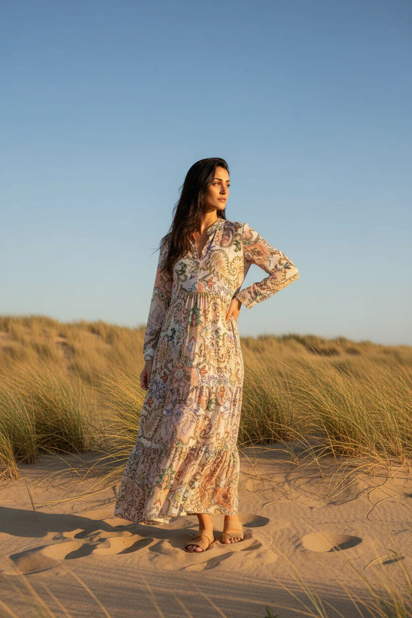 Choklate Paris Maxikleid Paisleymuster Marbella - Viskose & Seide - Rose