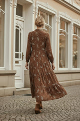 Choklate Paris Maxikleid Marbella Choco – Braunes Paisleykleid aus Viskose und Seide