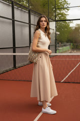 Choklate Paris Polokleid Suzanne Ecru Beige Materialmix