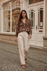Choklate Paris Saint Tropez Choco Braune Paisleybluse aus Viskose und Seide